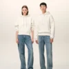 White Cotton Embossed Ami De Coeur Hoodie