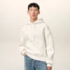 White Cotton Embossed Ami De Coeur Hoodie