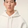 White Cotton Embossed Ami De Coeur Hoodie
