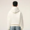 White Cotton Embossed Ami De Coeur Hoodie
