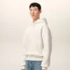 White Cotton Embossed Ami De Coeur Hoodie