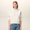 White Cotton Embossed Ami De Coeur Hoodie