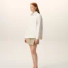 White Cotton Knitted Ami De Coeur Overshirt