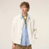 White Cotton Knitted Ami De Coeur Overshirt