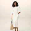 White Cotton Long Fitted Dress