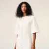 White Cotton Long Fitted Dress