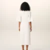 White Cotton Long Fitted Dress
