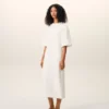 White Cotton Long Fitted Dress
