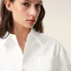 White Cotton Sharp Collar Ami De Coeur Wide Shirt White Cotton Sharp Collar Ami De Coeur Wide Shirt