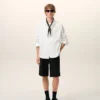 White Cotton Sharp Collar Ami De Coeur Wide Shirt White Cotton Sharp Collar Ami De Coeur Wide Shirt