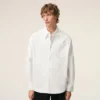 White Cotton Sharp Collar Ami De Coeur Wide Shirt White Cotton Sharp Collar Ami De Coeur Wide Shirt
