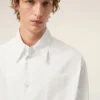 White Cotton Sharp Collar Ami De Coeur Wide Shirt White Cotton Sharp Collar Ami De Coeur Wide Shirt