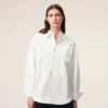 White Cotton Sharp Collar Ami De Coeur Wide Shirt White Cotton Sharp Collar Ami De Coeur Wide Shirt