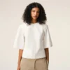 White Cotton Short Sleeves Fitted Top White Cotton Short Sleeves Fitted Top