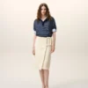 White New Wool Big Buckle Belted Midi Skirt White New Wool Big Buckle Belted Midi Skirt