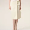 White New Wool Big Buckle Belted Midi Skirt White New Wool Big Buckle Belted Midi Skirt