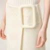 White New Wool Big Buckle Belted Midi Skirt White New Wool Big Buckle Belted Midi Skirt