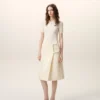 White New Wool Big Buckle Belted Midi Skirt White New Wool Big Buckle Belted Midi Skirt