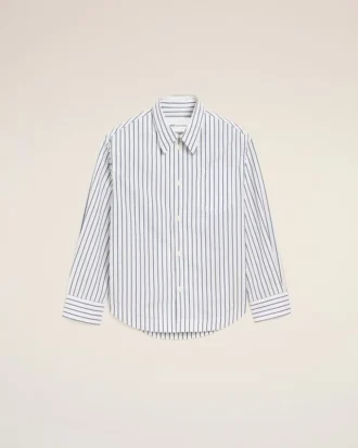 White Striped Cotton Ami De Coeur Wide Shirt