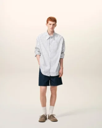 White Striped Cotton Ami De Coeur Wide Shirt