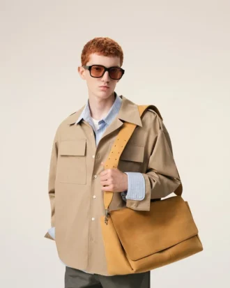 Yellow Cow Leather Large Flap Carrousel Bag