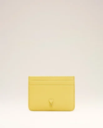 Yellow Cowhide Leather Ami De Coeur Card Holder