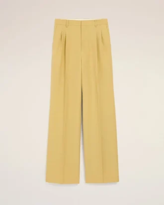 Yellow New Wool Low Waist Wide Trousers