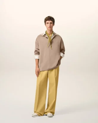 Yellow New Wool Low Waist Wide Trousers