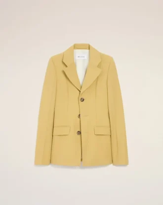 Yellow New Wool Single Breasted Fitted Jacket