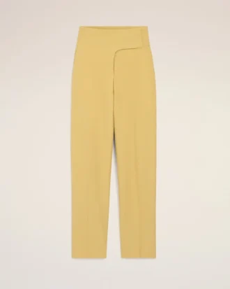 Yellow New Wool Wrapped Belted Trousers
